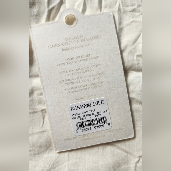 RH Washed Linen - Cotton Diamond Toddler Quilt - Picture 5 of 6